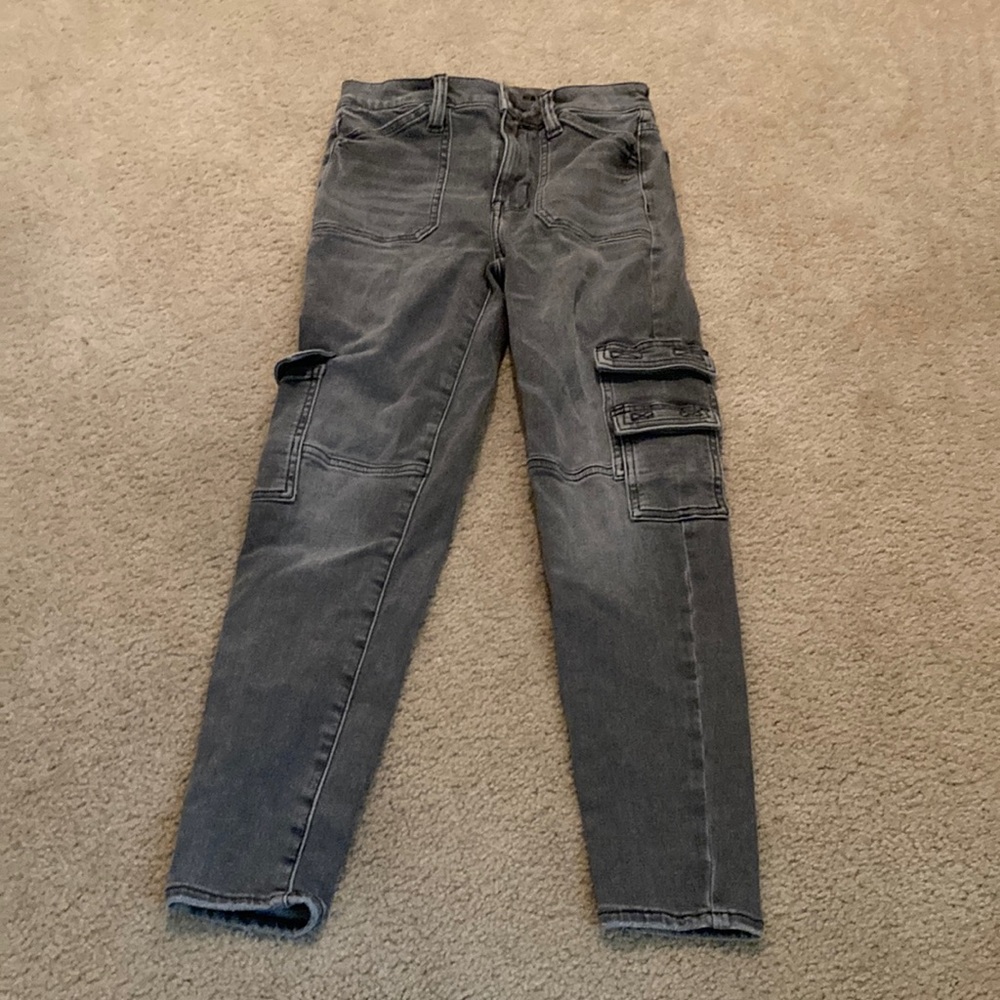 Grey American Eagle Next Level Stretch Cargo Jeans